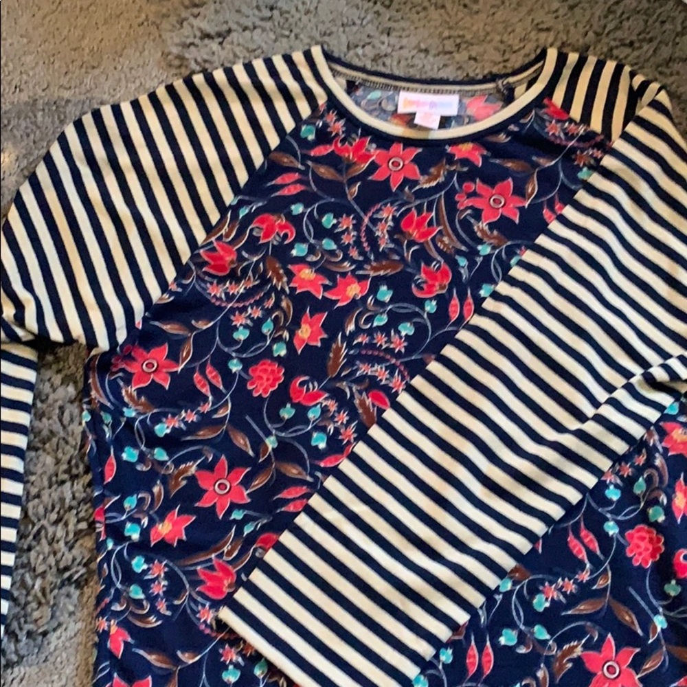 LuLaRoe xs randy with stripe sleeves HTF